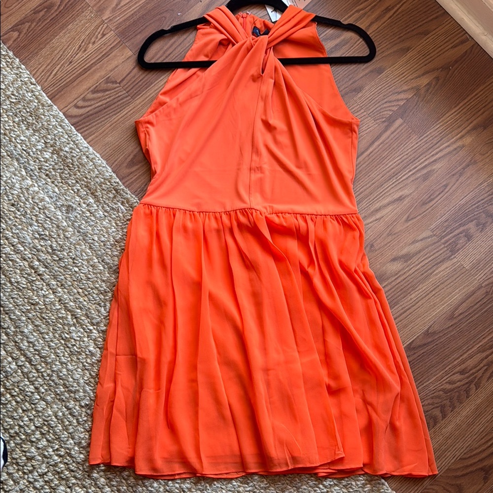 French Connection Orange Knot Halter Dress, Size 10 NWT